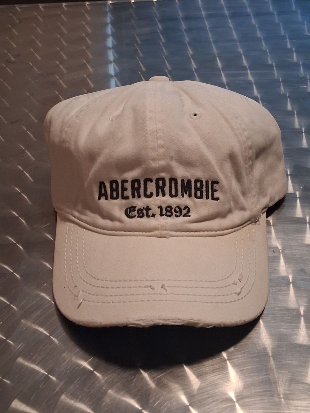 Abercrombie & Fitch Ivory Baseball Cap with Black Embroidery - Picture 2 of 7